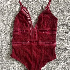Red lace bodysuit